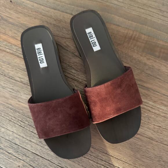 Bibi Lou (Anthropologie) Wood-Bottom Slides - Size 37 - Picture 2 of 6